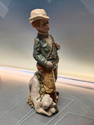 figura ceramica levantina cazador con perro 23 cm