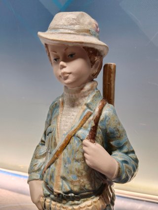 figura ceramica levantina cazador con perro 23 cm