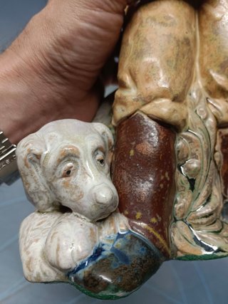 figura ceramica levantina cazador con perro 23 cm