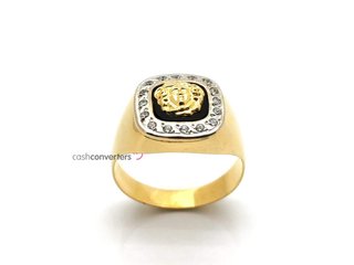 sello oro 18k con piedra con circonita,onix