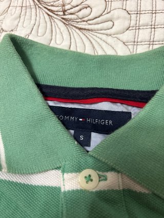 Polo Tommy Hilfiger Rayas Verde y Blanco