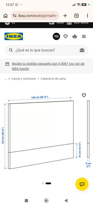Cabecero Cama Ikea MALM 140cm Madera