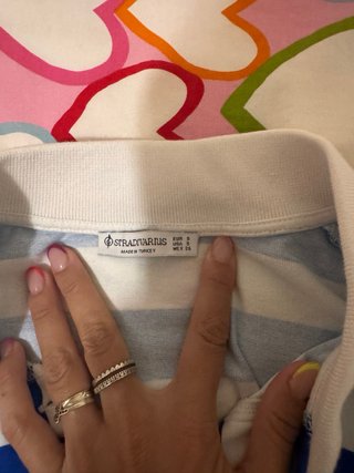 Camiseta Polo Rayas Azul y Blanca Corta