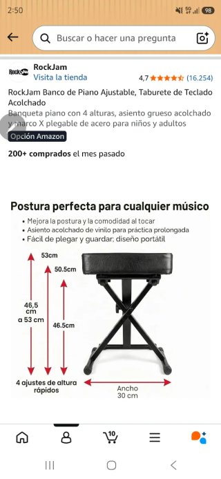 Teclado Yamaha PSR-E383 con soporte y banco