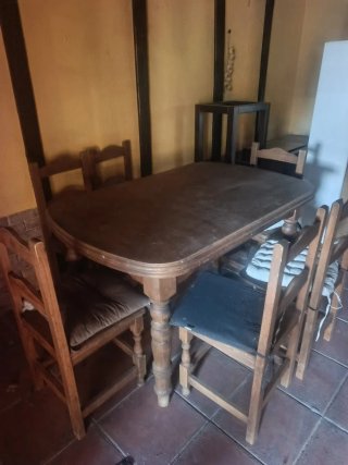 Mesa y 4 Sillas Rústicas Madera