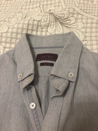 Camisa Zara Man Slim Fit Gris Talla M