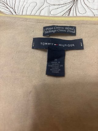 Jersey Tommy Hilfiger cuello pico beige mujer