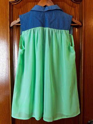 Camisa combinada vaquera y verde