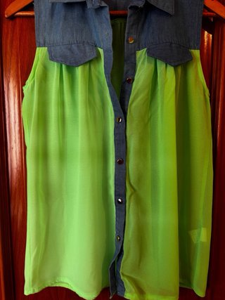 Camisa combinada vaquera y verde