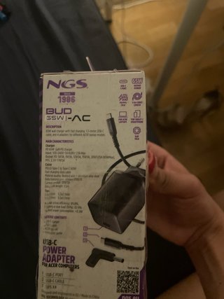 Cargador NGS BUD 65W-AC USB-C para Acer