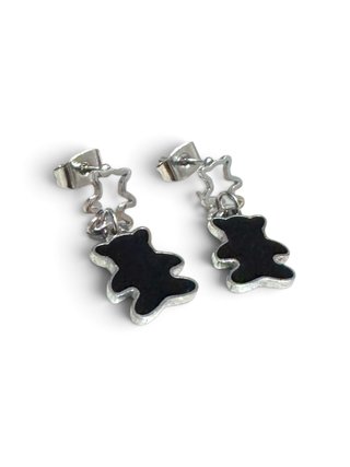 Pendientes Oso Negro y Plateado