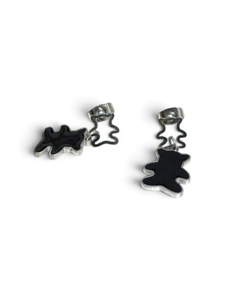 Pendientes Oso Negro y Plateado