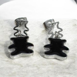 Pendientes Oso Negro y Plateado