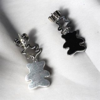 Pendientes Oso Negro y Plateado