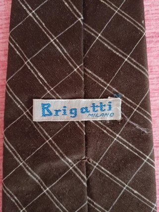 Cravatta vintage seta marrone a quadri