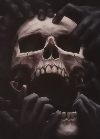 Póster Lienzo Calavera Manos Negras