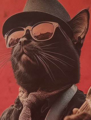 Póster Gato Bluesman Lienzo