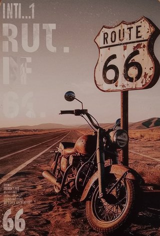 Póster Metal Ruta 66 Motocicleta