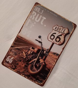 Póster Metal Ruta 66 Motocicleta