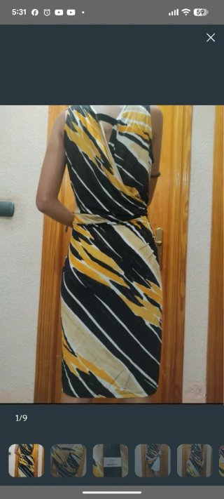 Vestido Verano nuevo T46 Negro y Amarillo