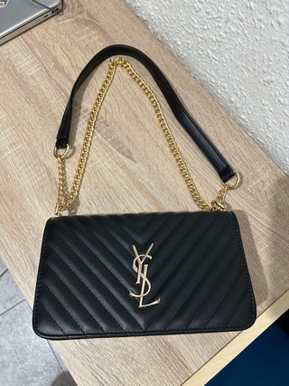 Bolso Negro YSL Cadena Dorada