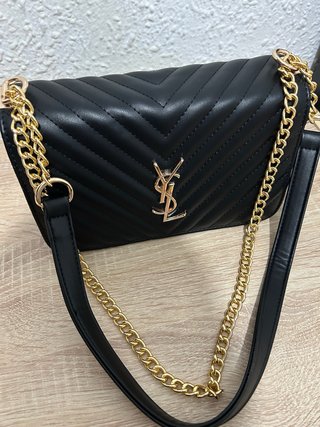 Bolso Negro YSL Cadena Dorada
