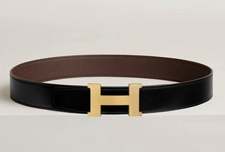 Cinturón Hermès Negro Hebilla Dorada