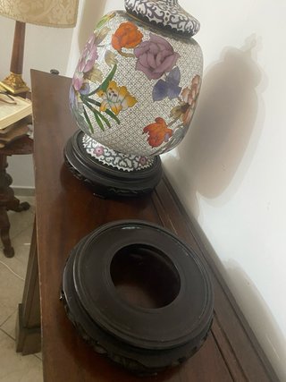 Coppia vasi cinesi cloisonné con coperchio