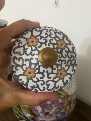 Coppia vasi cinesi cloisonné con coperchio