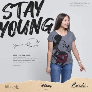 Camiseta Mickey Gris y Roja Talla S