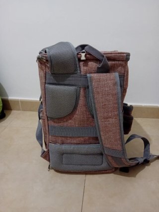 Transportín para mascotas rosa palo y gris