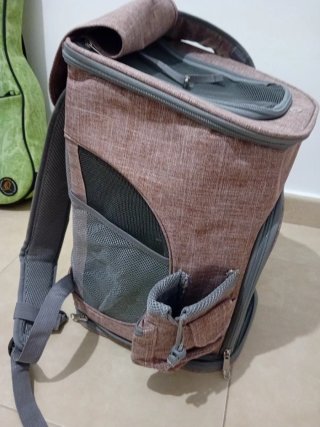 Transportín para mascotas rosa palo y gris