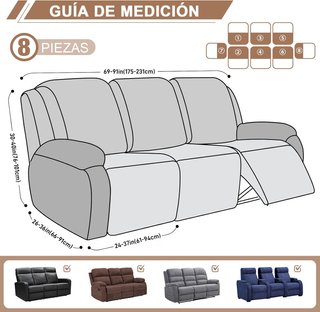 TAOCOCO Funda Sillón Relax 8 Piezas Antimanchas