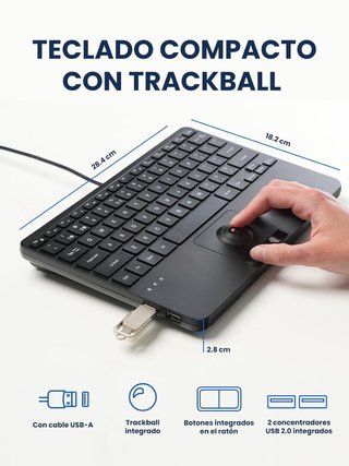 PERIXX PERIBOARD‑427 Teclado Trackball USB
