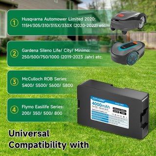 CITYORK Batería 18V 4000mAh cortacésped Husqvarna