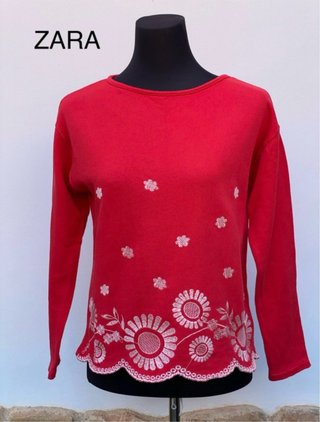 Camiseta Zara Roja Flores