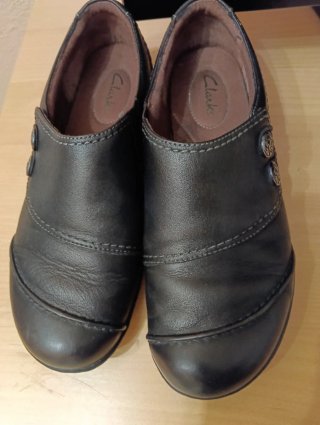 Zapatos de piel negros Clarks mujer