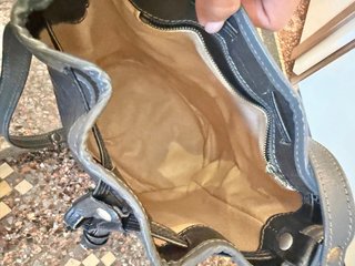 Borsa secchiello vintage coccodrillo nero/grigio
