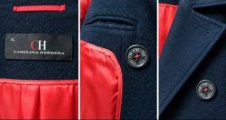 Chaquetón Carolina Herrera Azul Marino Forro Rojo