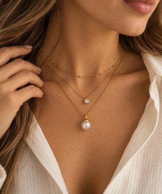 Collar Perla Elegante Plata Ley