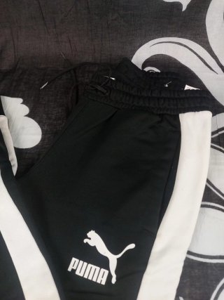 Pantaloni Puma neri e bianchi Vita Elastica