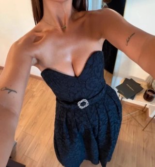 Vestido Guipur negro y marino Zara