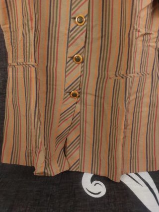Giacca a Righe Lino Beige mezze Maniche Vintage