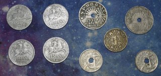 Lote 9 monedas: Pesetas 1937, 1940, 1944, 1949