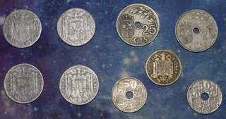 Lote 9 monedas: Pesetas 1937, 1940, 1944, 1949