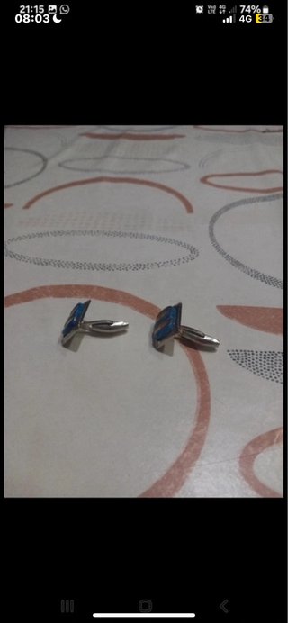 2 Paia Gemelli Vintage Uomo Blu/Oro