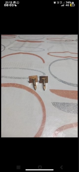 2 Paia Gemelli Vintage Uomo Blu/Oro