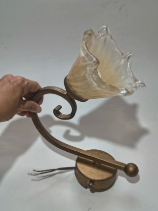 Applique antico ferro battuto oro vetro trasparent