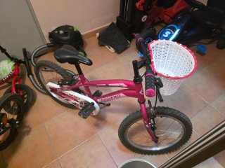 Bicicleta niña 18 rosa con cesta