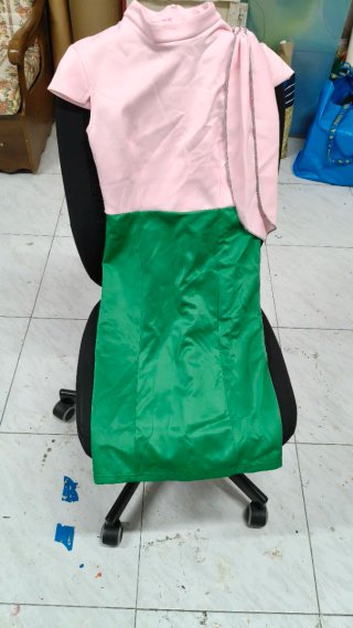 Vestido rosa y verde